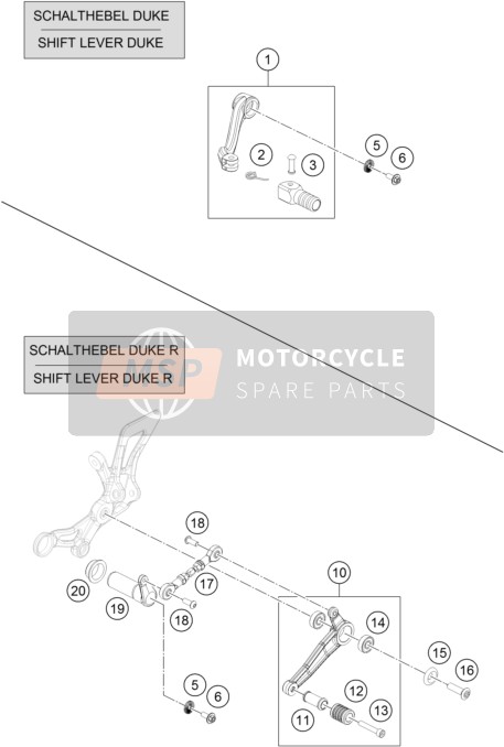 KTM 690 Duke, white USA 2017 Shift Lever for a 2017 KTM 690 Duke, white USA