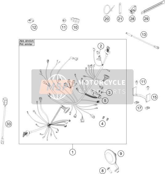 KTM 690 Duke, white USA 2017 Wiring Harness for a 2017 KTM 690 Duke, white USA