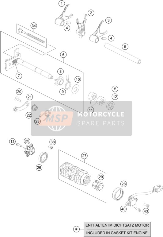 KTM 690 Duke, white USA 2018 Shifting Mechanism for a 2018 KTM 690 Duke, white USA