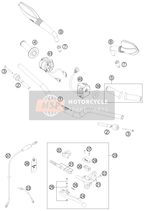 KTM 690 DUKE WHITE ABS USA 2013 Handlebar, Controls for a 2013 KTM 690 DUKE WHITE ABS USA