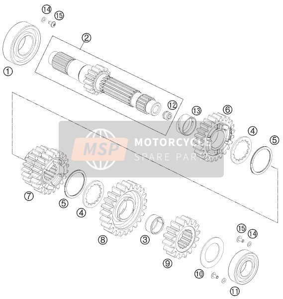 KTM 690 DUKE WHITE ABS Australia 2013 Trasmissione I - Albero principale per un 2013 KTM 690 DUKE WHITE ABS Australia