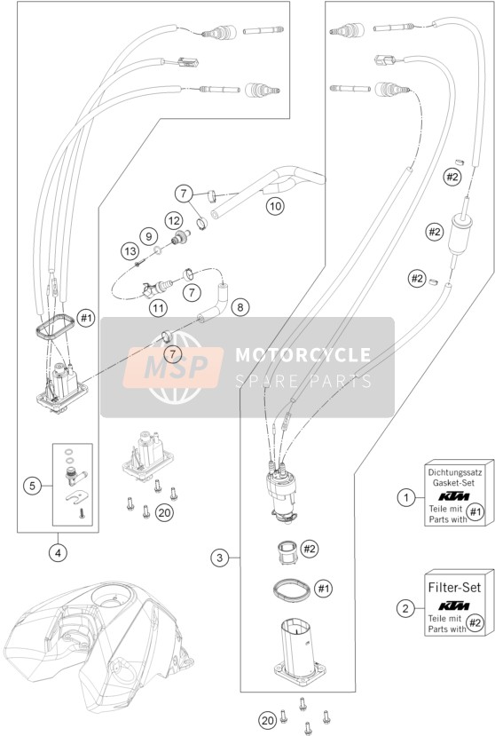 KTM 690 DUKE WHITE ABS USA 2014 Benzine pomp voor een 2014 KTM 690 DUKE WHITE ABS USA