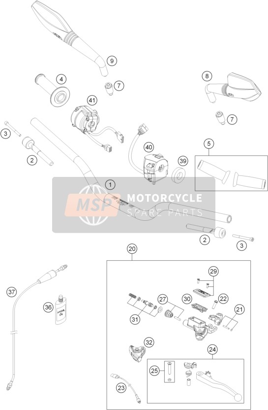 KTM 690 DUKE WHITE ABS Australia 2014 Handlebar, Controls for a 2014 KTM 690 DUKE WHITE ABS Australia