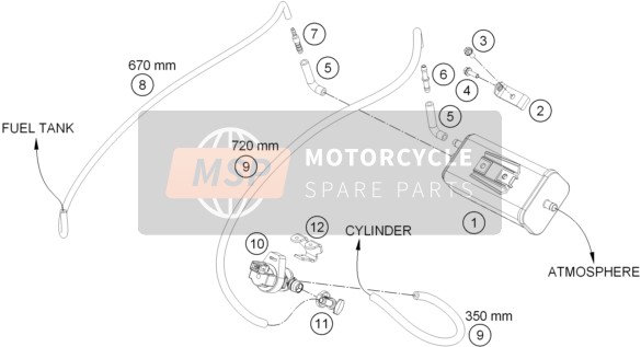 KTM 690 DUKE WHITE ABS USA 2015 Cartouche évaporative pour un 2015 KTM 690 DUKE WHITE ABS USA