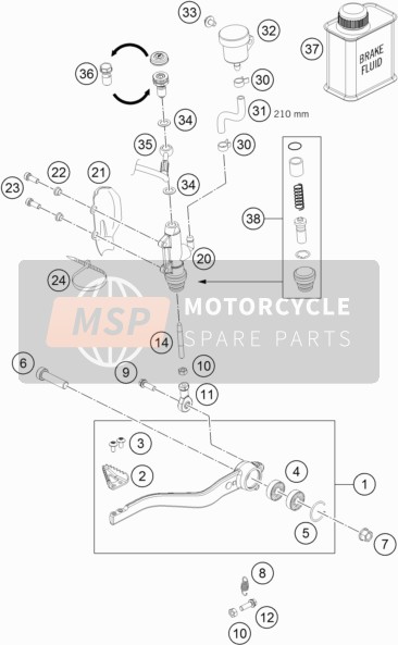 KTM 690 DUKE WHITE ABS USA 2015 Commande de frein arrière pour un 2015 KTM 690 DUKE WHITE ABS USA