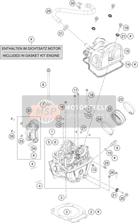 KTM 690 DUKE WHITE ABS Europe 2016 Cylinder Head for a 2016 KTM 690 DUKE WHITE ABS Europe