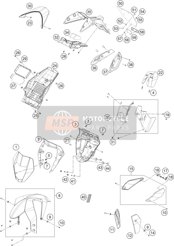 KTM 690 DUKE WHITE ABS Europe 2016 Máscara, Guardabarros para un 2016 KTM 690 DUKE WHITE ABS Europe