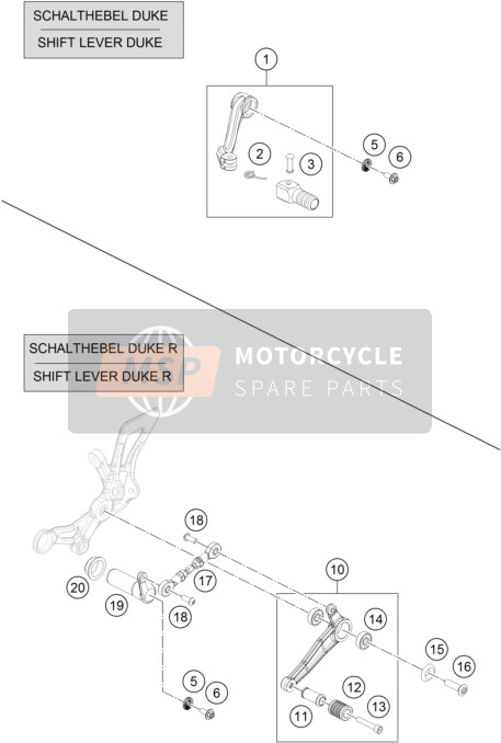 KTM 690 DUKE WHITE ABS Europe 2016 Schakelhendel voor een 2016 KTM 690 DUKE WHITE ABS Europe