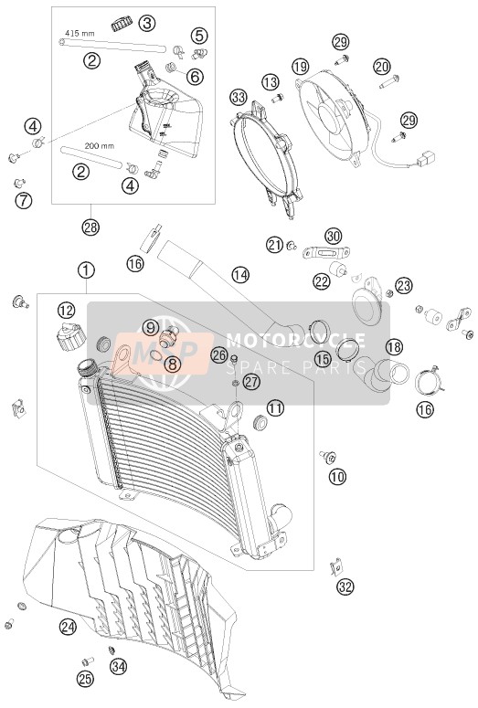 KTM 690 Enduro Europe 2008 Cooling System for a 2008 KTM 690 Enduro Europe