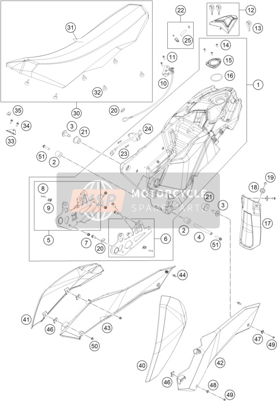 KTM 690 ENDURO AU, GB 2009 Réservoir, Siège pour un 2009 KTM 690 ENDURO AU, GB