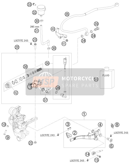 7651305014401S, Foot Br. LEVER+ Step Plate 09, KTM, 0