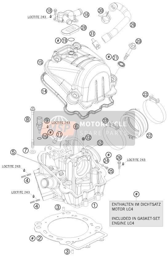 KTM 690 ENDURO R AU, GB 2009 Cylinder Head for a 2009 KTM 690 ENDURO R AU, GB