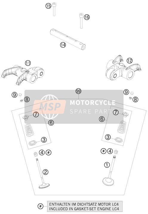 KTM 690 ENDURO R AU, GB 2009 Accionamiento de válvula para un 2009 KTM 690 ENDURO R AU, GB