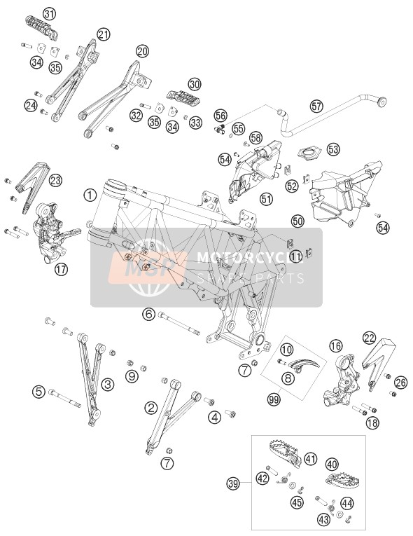 7650304800001, Voetsteun Steun Achter L/s, KTM, 0