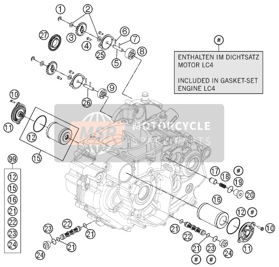 KTM 690 Enduro R USA 2011 Sistema di lubrificazione per un 2011 KTM 690 Enduro R USA