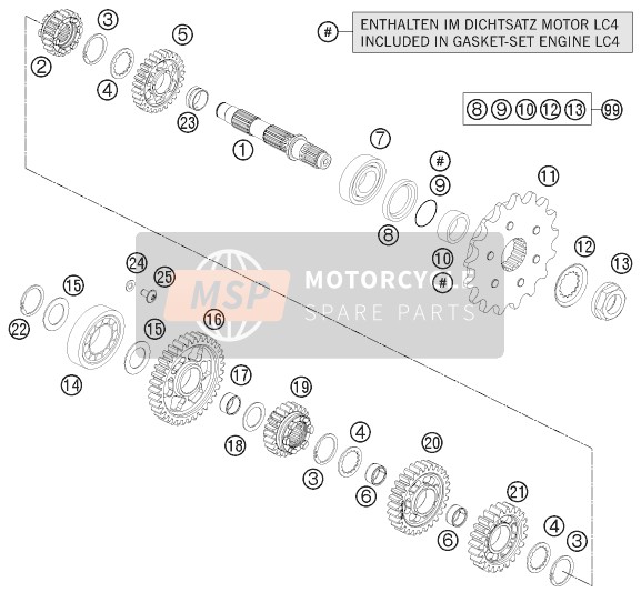 KTM 690 Enduro R USA 2011 Transmission II - Counter Shaft for a 2011 KTM 690 Enduro R USA