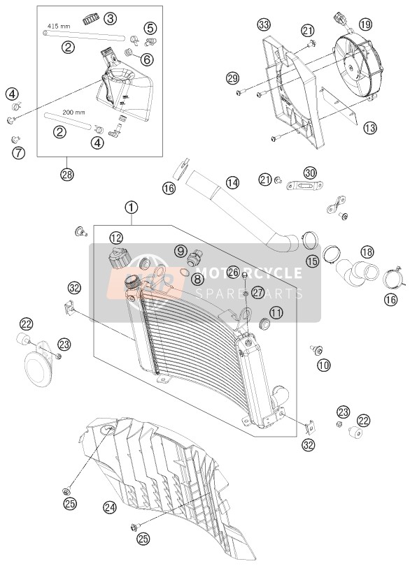 KTM 690 ENDURO R Europe 2012 Système de refroidissement pour un 2012 KTM 690 ENDURO R Europe