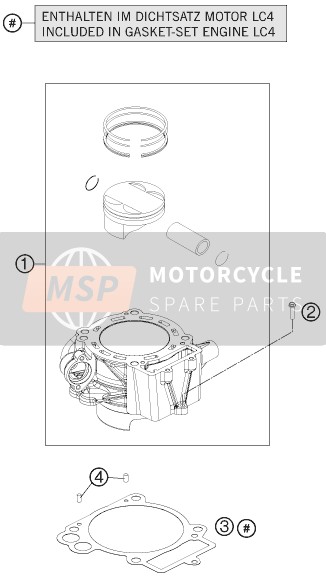 KTM 690 ENDURO R Europe 2012 Cylinder for a 2012 KTM 690 ENDURO R Europe