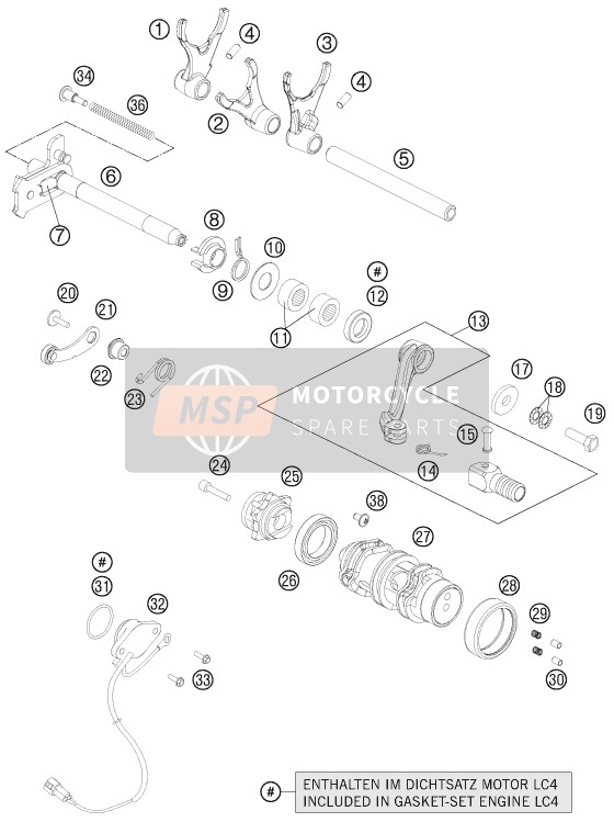 KTM 690 ENDURO R AU, GB 2012 Shifting Mechanism for a 2012 KTM 690 ENDURO R AU, GB