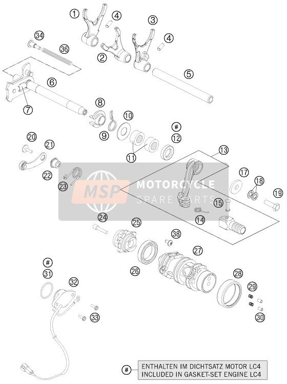 KTM 690 Enduro R USA 2012 Mécanisme de changement de vitesse pour un 2012 KTM 690 Enduro R USA