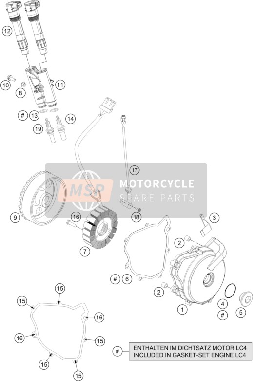 KTM 690 ENDURO R Europe 2017 Ontbrandingssysteem voor een 2017 KTM 690 ENDURO R Europe