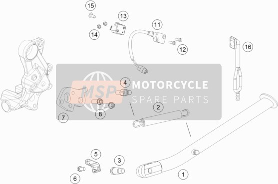 KTM 690 ENDURO R Europe 2017 Kant / Middenbok voor een 2017 KTM 690 ENDURO R Europe