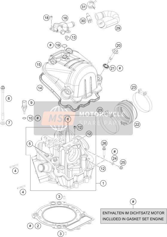 KTM 690 ENDURO R Europe 2018 Cilinderkop voor een 2018 KTM 690 ENDURO R Europe