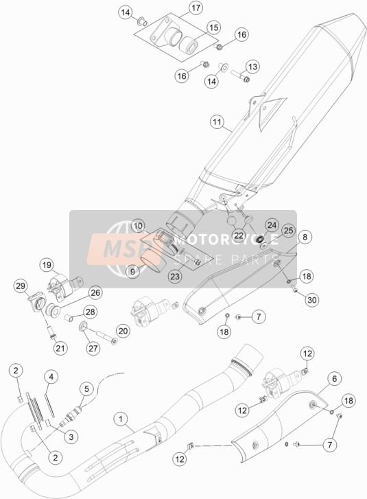 KTM 690 ENDURO R Europe 2018 Uitlaatsysteem voor een 2018 KTM 690 ENDURO R Europe
