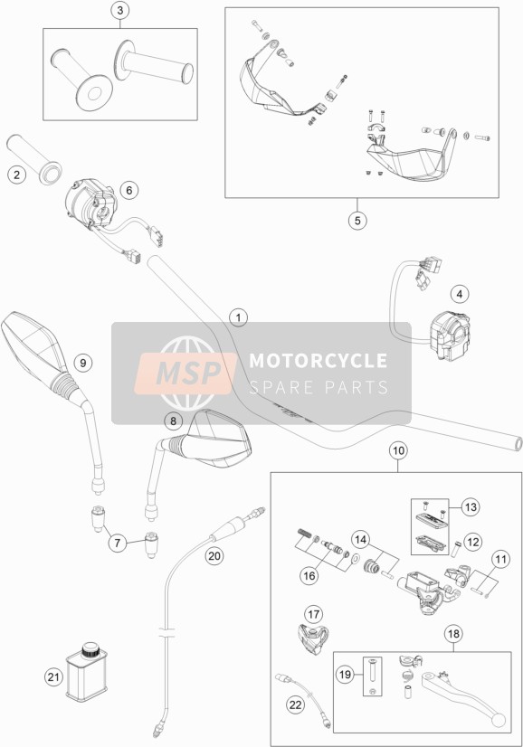 KTM 690 Enduro R USA 2018 Handlebar, Controls for a 2018 KTM 690 Enduro R USA