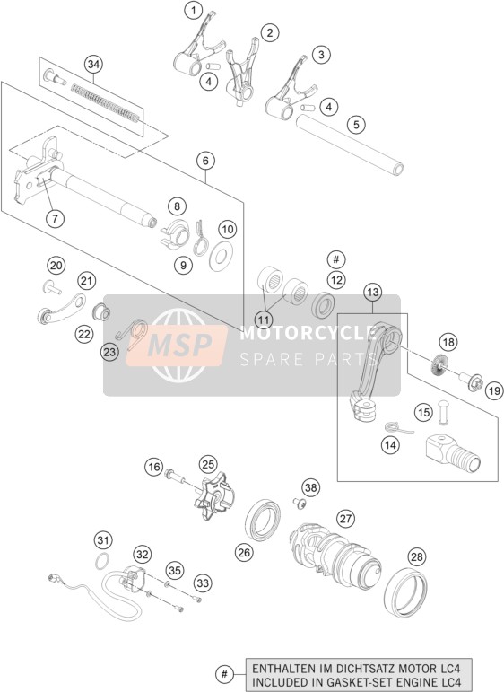 KTM 690 Enduro R USA 2018 Shifting Mechanism for a 2018 KTM 690 Enduro R USA