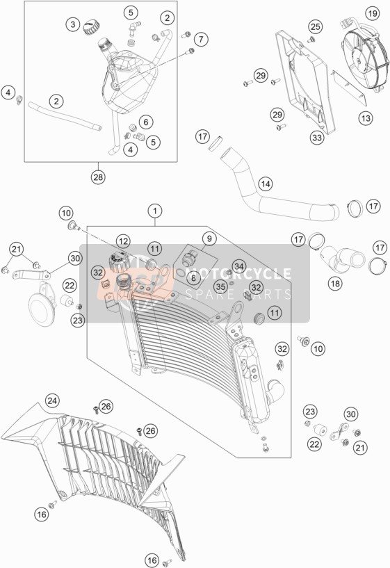 KTM 690 Enduro R USA 2019 Cooling System for a 2019 KTM 690 Enduro R USA