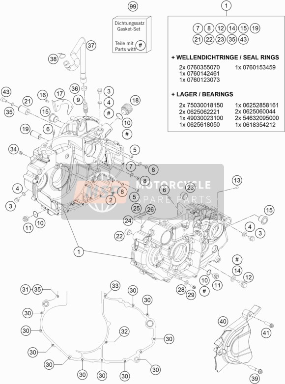 KTM 690 ENDURO R Europe 2019 Caja del motor para un 2019 KTM 690 ENDURO R Europe