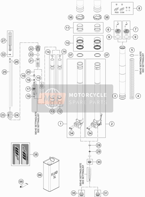 KTM 690 Enduro R USA 2019 Front Fork Disassembled for a 2019 KTM 690 Enduro R USA