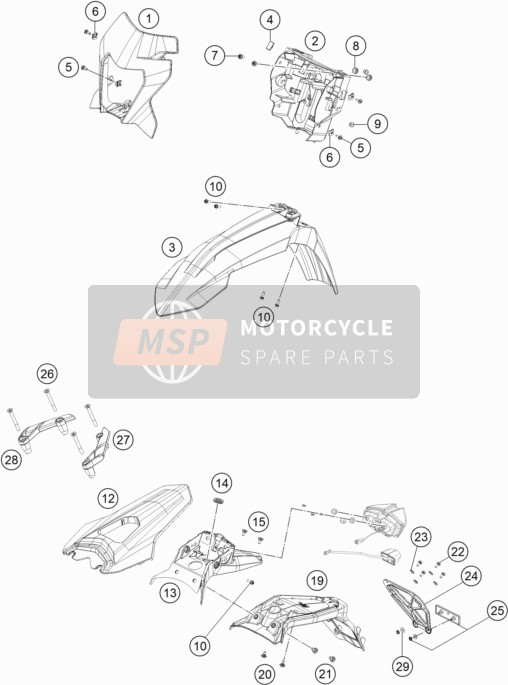 KTM 690 Enduro R USA 2019 Máscara, Guardabarros para un 2019 KTM 690 Enduro R USA