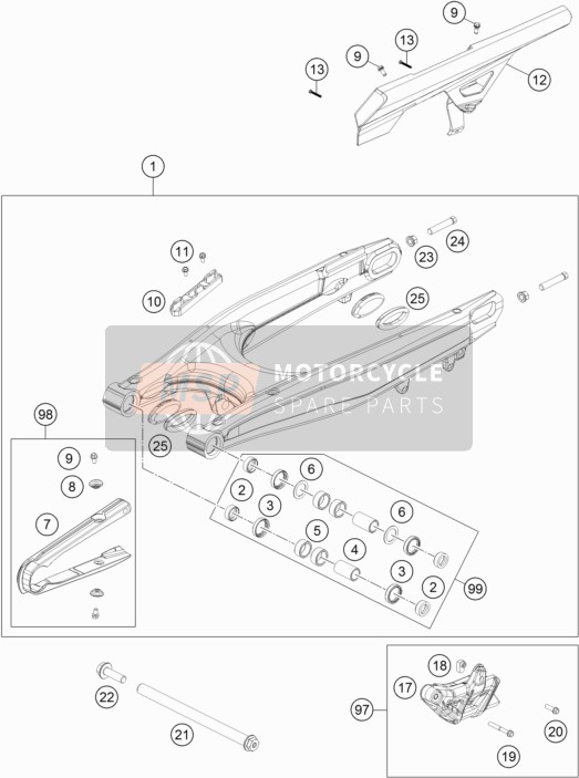 KTM 690 Enduro R USA 2019 Schwinge für ein 2019 KTM 690 Enduro R USA