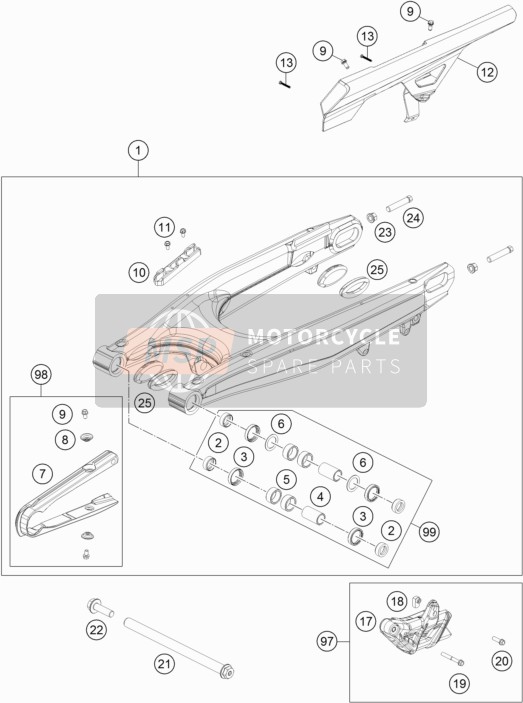 KTM 690 Enduro R USA 2019 Brazo oscilante para un 2019 KTM 690 Enduro R USA