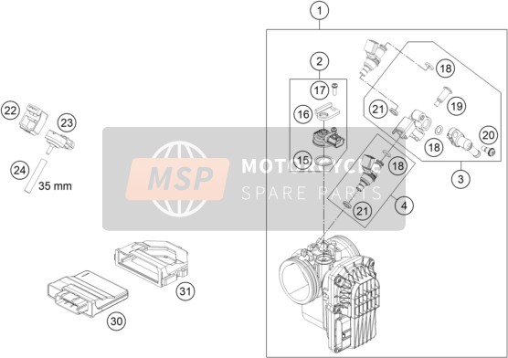 KTM 690 Enduro R USA 2019 Throttle Body for a 2019 KTM 690 Enduro R USA