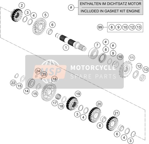 KTM 690 Enduro R USA 2019 Transmissie II - Tegenas voor een 2019 KTM 690 Enduro R USA