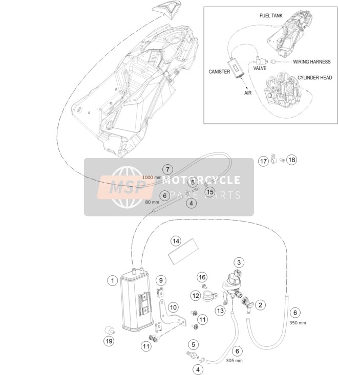 KTM 690 ENDURO R ABS USA 2014 Bombola evaporativa per un 2014 KTM 690 ENDURO R ABS USA