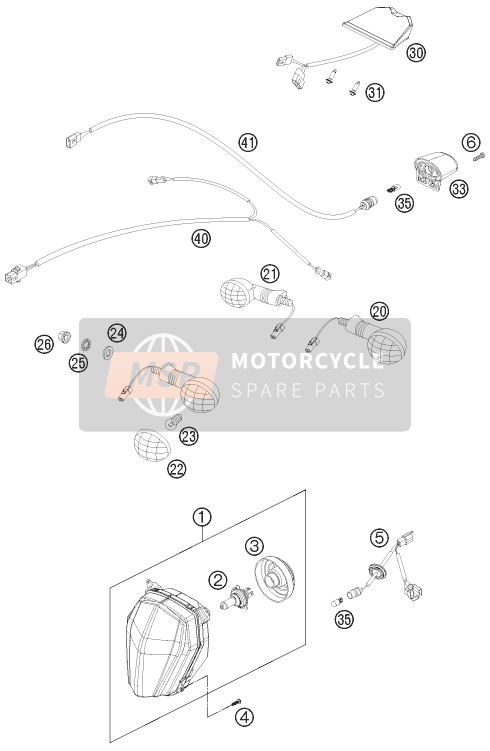 KTM 690 ENDURO R ABS Australia 2014 Système d'éclairage pour un 2014 KTM 690 ENDURO R ABS Australia