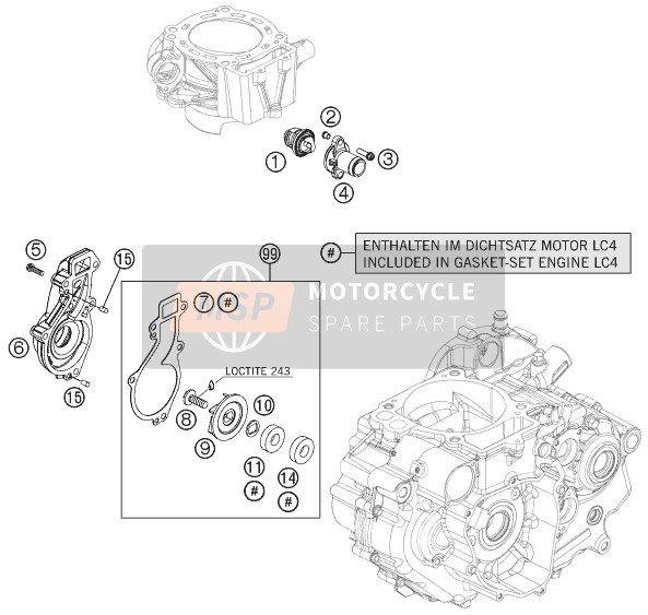 KTM 690 ENDURO R ABS USA 2014 Water Pump for a 2014 KTM 690 ENDURO R ABS USA