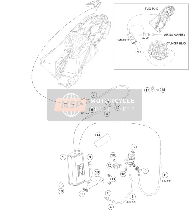 KTM 690 ENDURO R ABS USA 2015 Recipiente evaporativo para un 2015 KTM 690 ENDURO R ABS USA