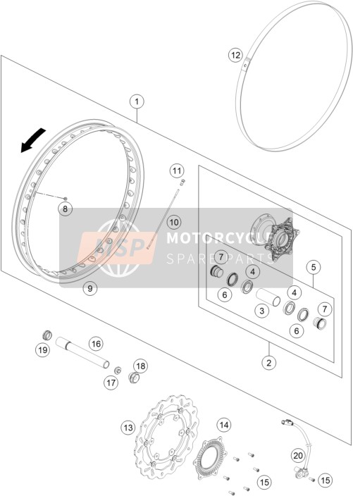 KTM 690 ENDURO R ABS USA 2015 Front Wheel for a 2015 KTM 690 ENDURO R ABS USA