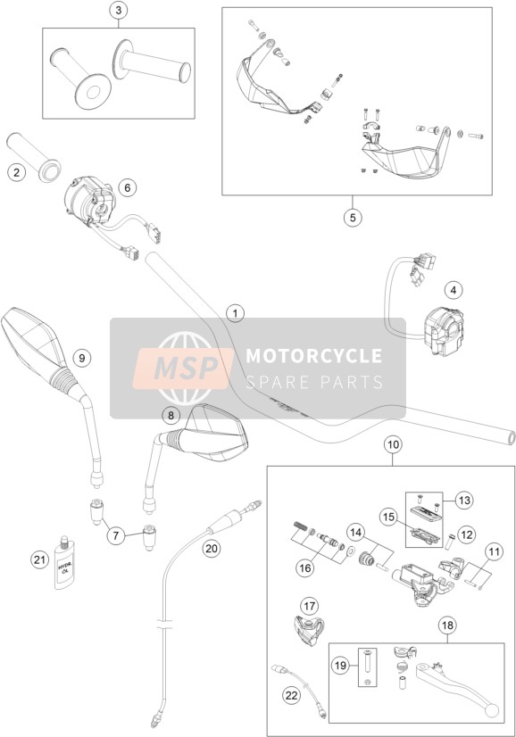 KTM 690 ENDURO R ABS USA 2015 Guidon, Les contrôles pour un 2015 KTM 690 ENDURO R ABS USA