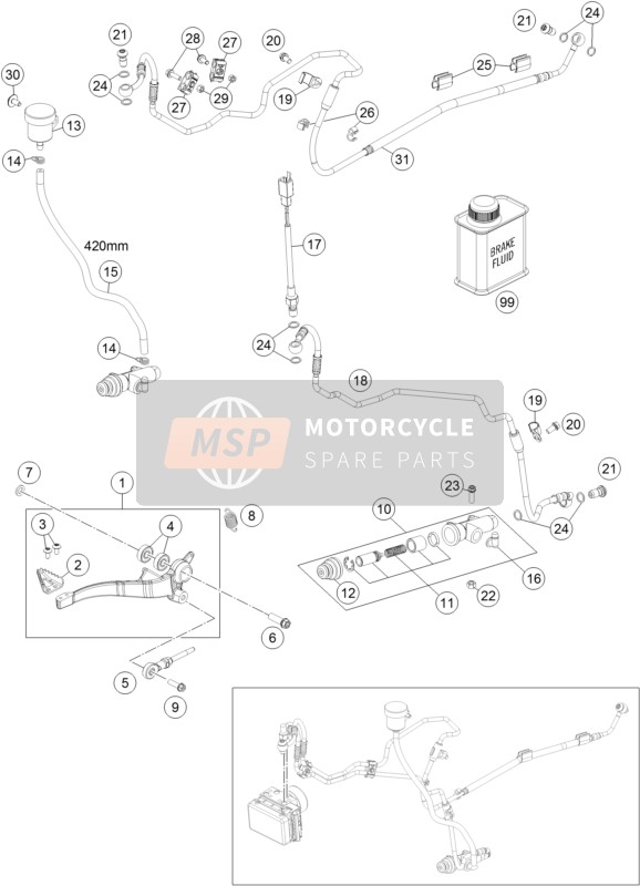 KTM 690 ENDURO R ABS USA 2015 Commande de frein arrière pour un 2015 KTM 690 ENDURO R ABS USA