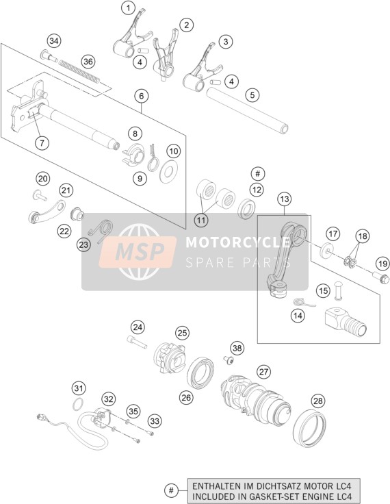 KTM 690 ENDURO R ABS Europe 2015 Meccanismo di cambio per un 2015 KTM 690 ENDURO R ABS Europe