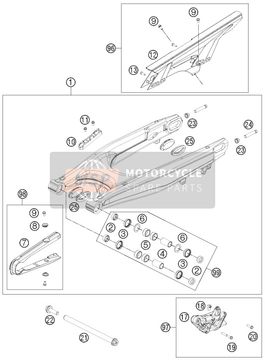 KTM 690 ENDURO R ABS Europe 2015 Bras oscillant pour un 2015 KTM 690 ENDURO R ABS Europe