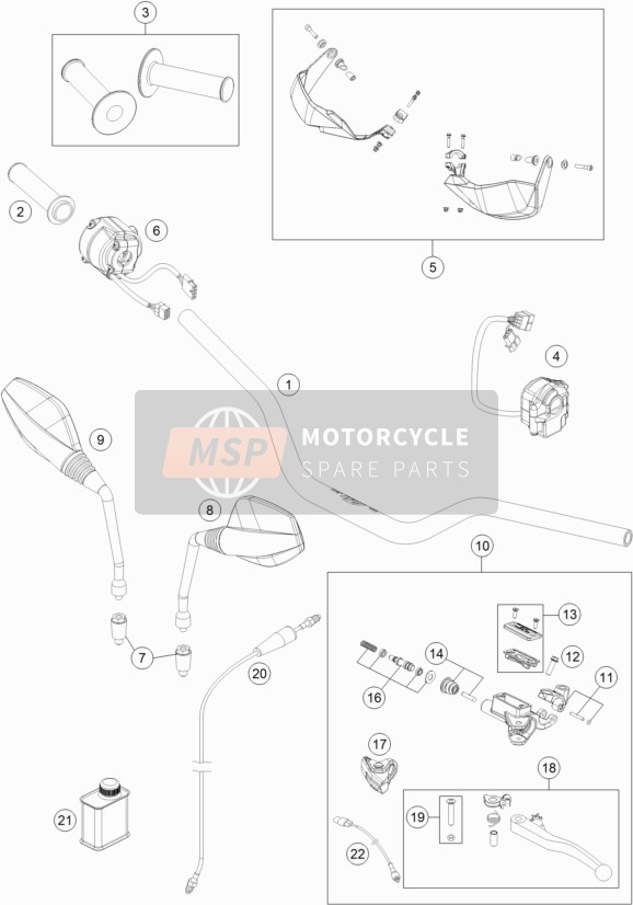 KTM 690 ENDURO R ABS USA 2016 Guidon, Les contrôles pour un 2016 KTM 690 ENDURO R ABS USA