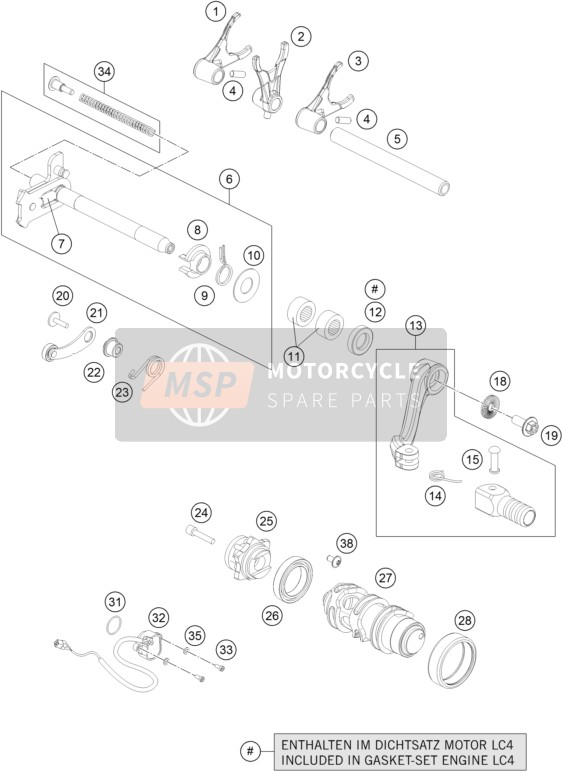 KTM 690 ENDURO R ABS Europe 2016 Meccanismo di cambio per un 2016 KTM 690 ENDURO R ABS Europe