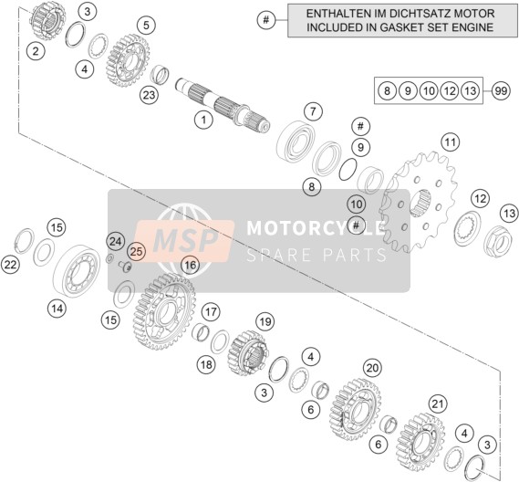 KTM 690 ENDURO R ABS Australia 2016 Transmisión II - Eje contrario para un 2016 KTM 690 ENDURO R ABS Australia